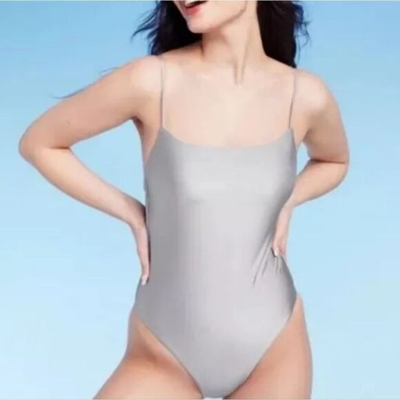 Shade And Shore Silver Color One Piece Women Swimsuit Size M 8-10 - Picture 14 of 14